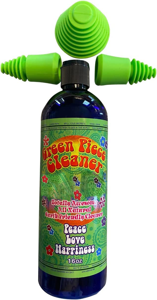 Green Piece® Glass Cleaner 16 oz Bottle with Set of 3 Silicone Plugs - Excellent for Scent Proofing and Cleaning