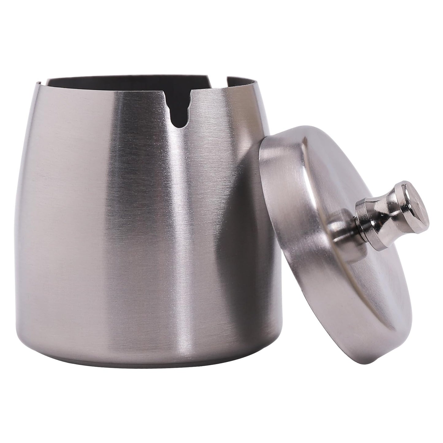 Ashtray with Lid for Cigarette, Stainless Steel Smokeless Odorless Windproof Ashtrays for Home Office Tabletop Outside Patio Outdoor Balcony(3.54"x3.0"x3.38")