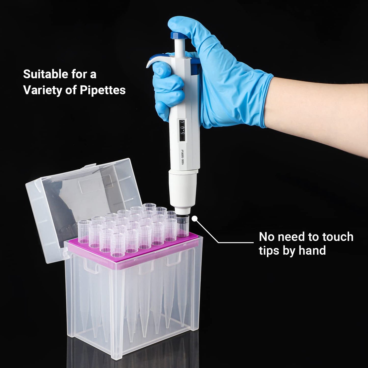 FOUR E'S SCIENTIFIC 10ml Pipette Tips - Universal 10000ul Sterile Pipette Tips Racked RNase/DNase Free & Pyrogen Safe, Autoclavable, 1 Rack 24 Tips
