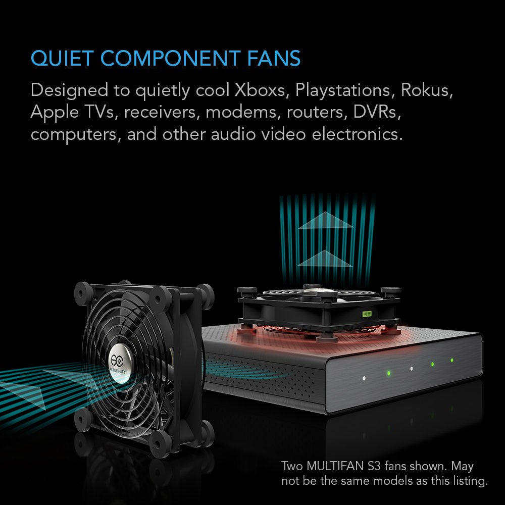 AC Infinity MULTIFAN S7, Quiet Dual 120mm USB Fan, UL-Certified for Receiver DVR PlayStation Xbox Computer Cabinet Cooling