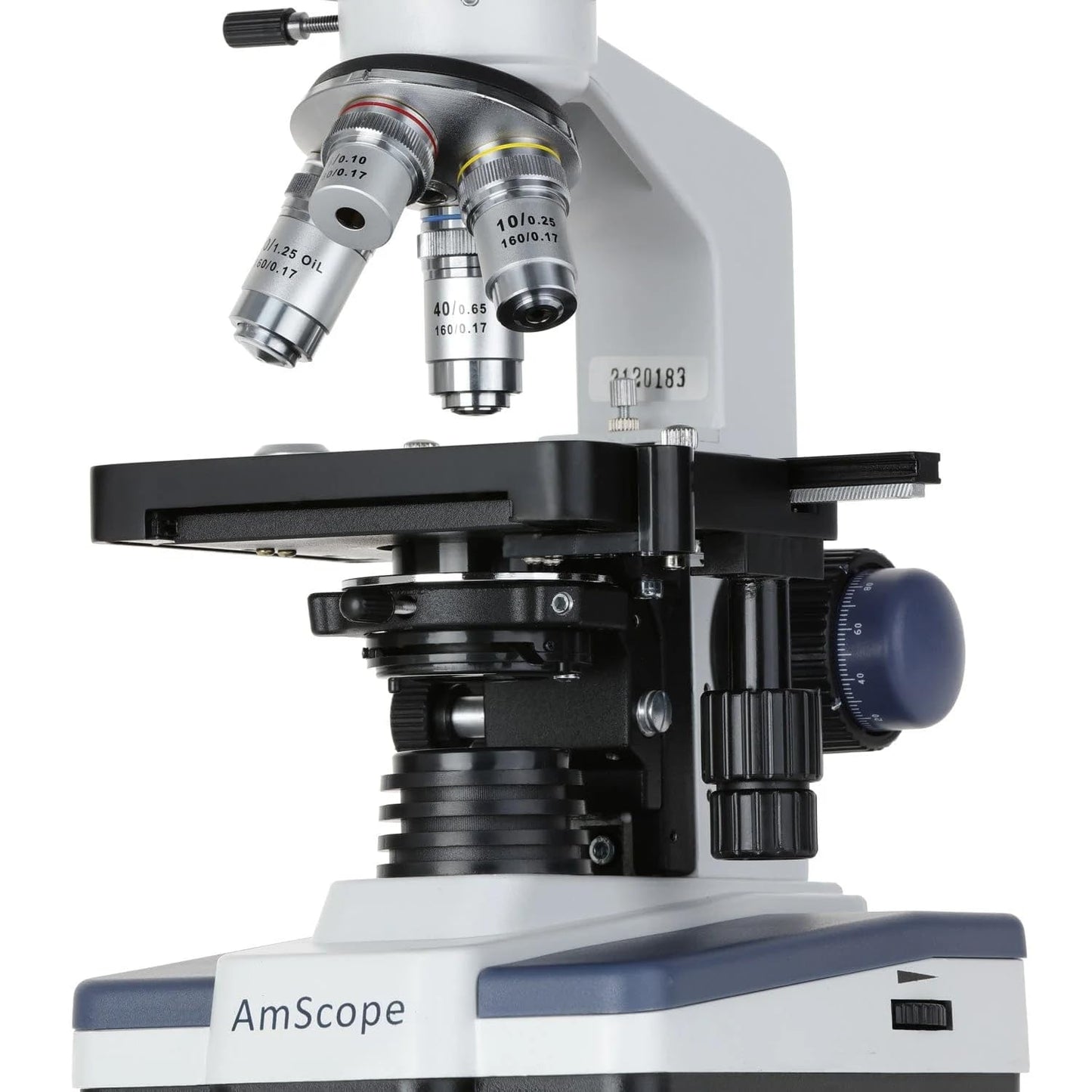 AmScope B120 Series Student & Professional LED Binocular Compound Microscope - 40X-2500X Magnification - Includes 5MP USB Camera & Siedentopf Head