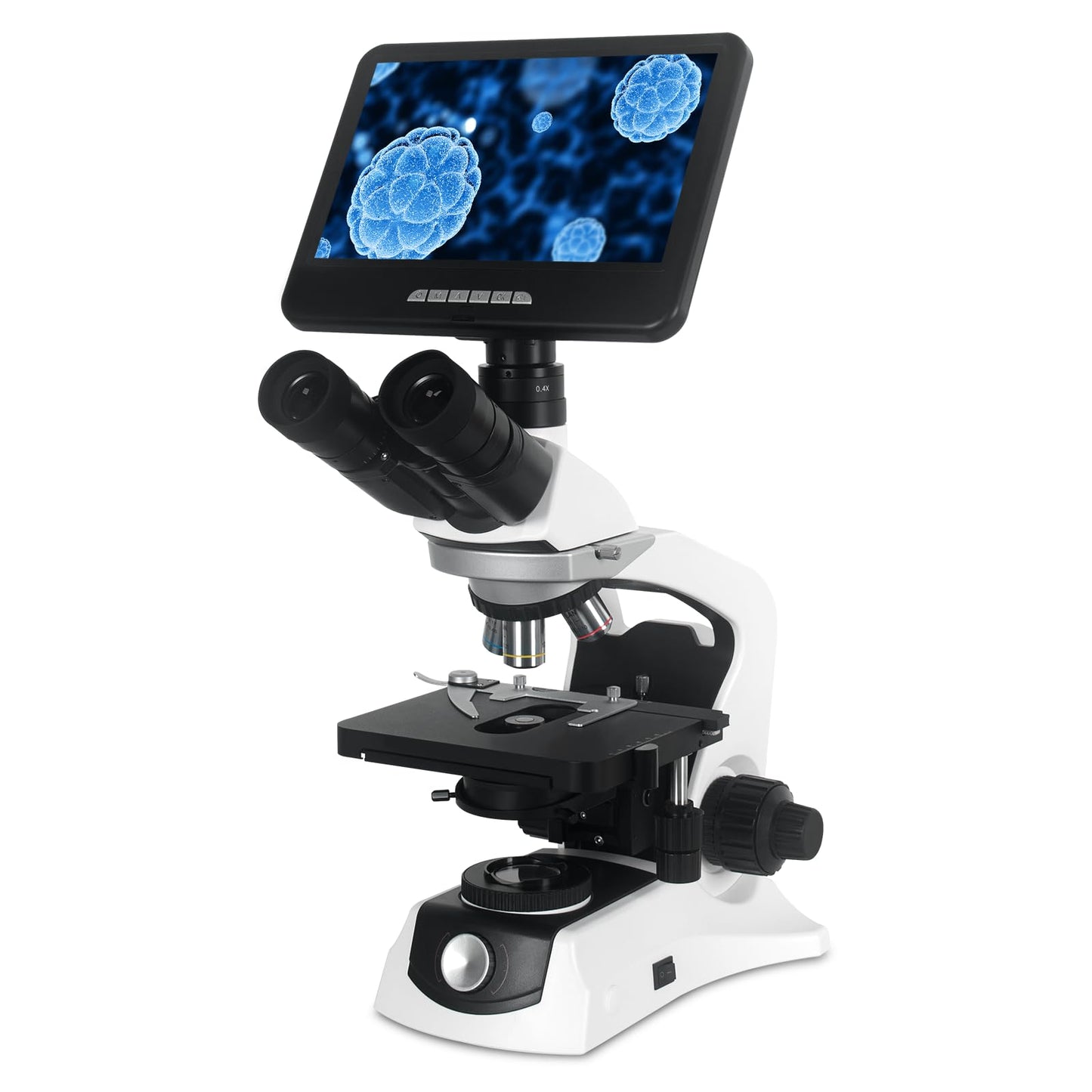 [Darkfield Microorganism Model] Vabiooth Lab Darkfield & Brightfield Trinocular Compound Microscope 40X-2500X Magnification with 7" Monitor 5MP E-Eyepiece, Adjustable Mechanical Stage, LED Source