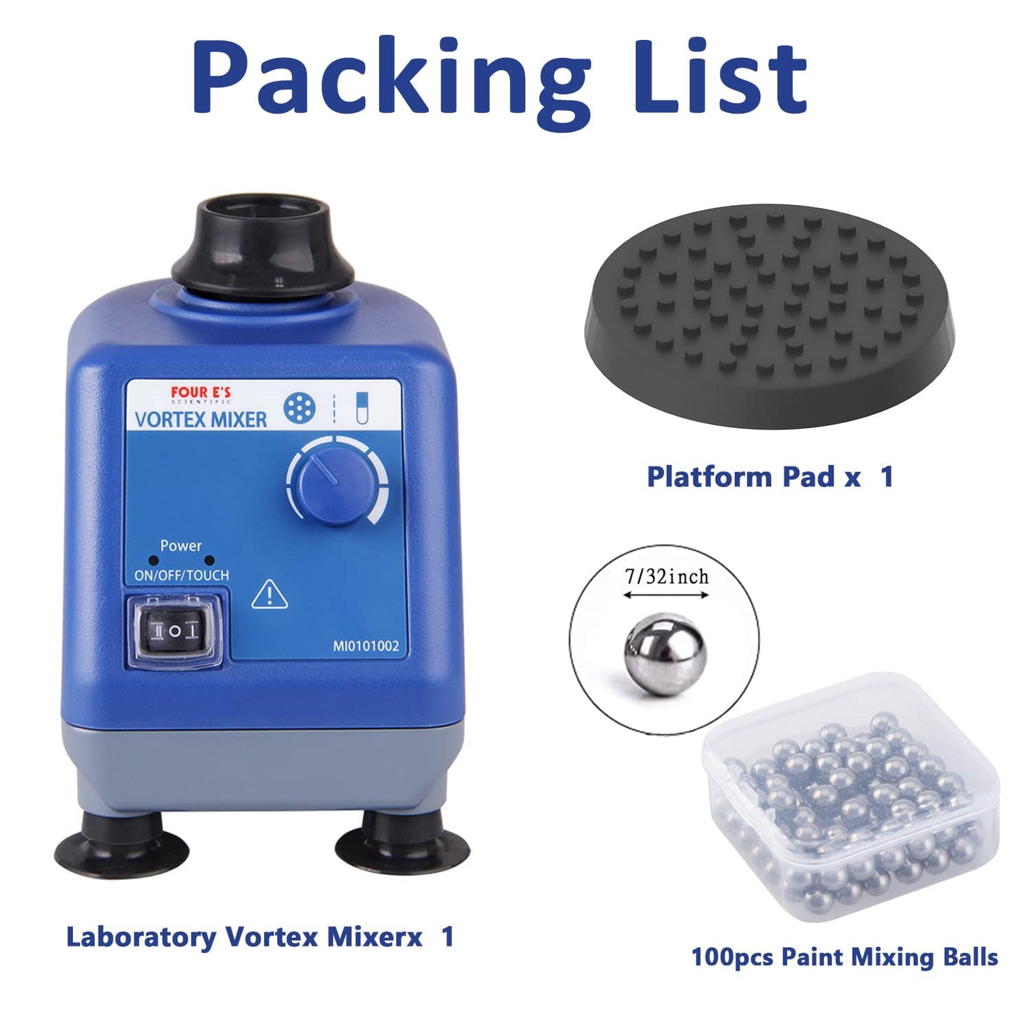 FOUR E'S SCIENTIFIC Laboratory Vortex Mixer Various Speed 0-3000rpm, Touch & Continuous Function - Vortex Shaker Mixer Test Tubes Acrylic Paints Ink