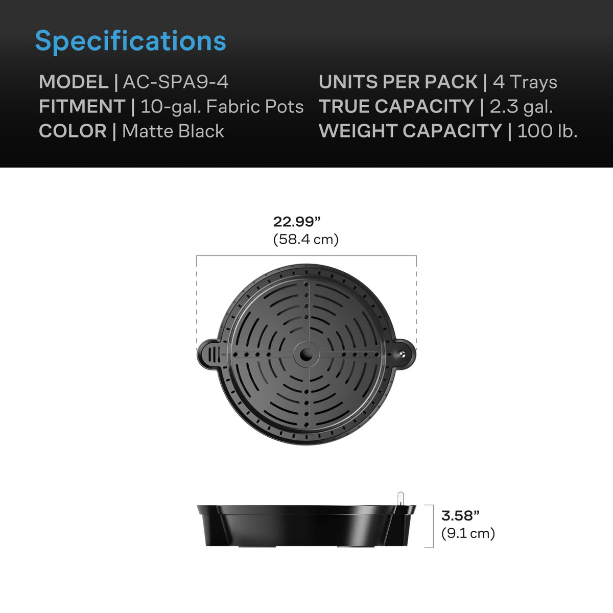 AC Infinity Self-Watering Pot Bases, Standard and XL Options