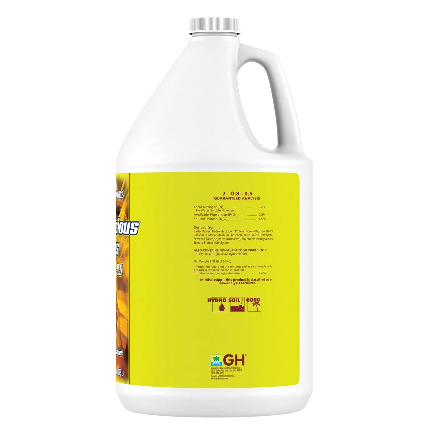 General Hydroponics Floralicious Plus, Vitality Plant Food, 2-0.8-0.5, 1 pt.