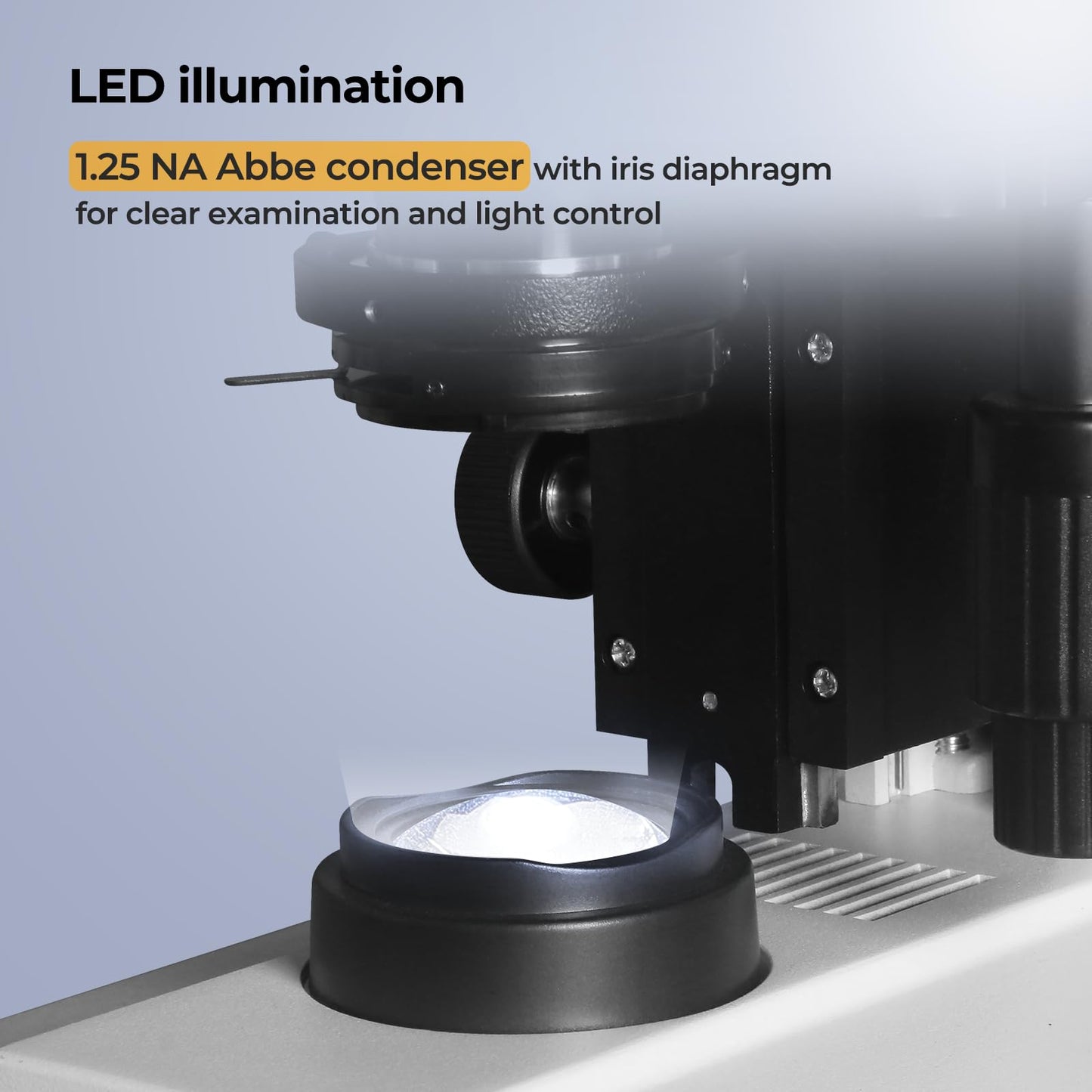 [Darkfield Microorganism Model] Vabiooth Lab Darkfield & Brightfield Trinocular Compound Microscope 40X-2500X Magnification with 7" Monitor 5MP E-Eyepiece, Adjustable Mechanical Stage, LED Source