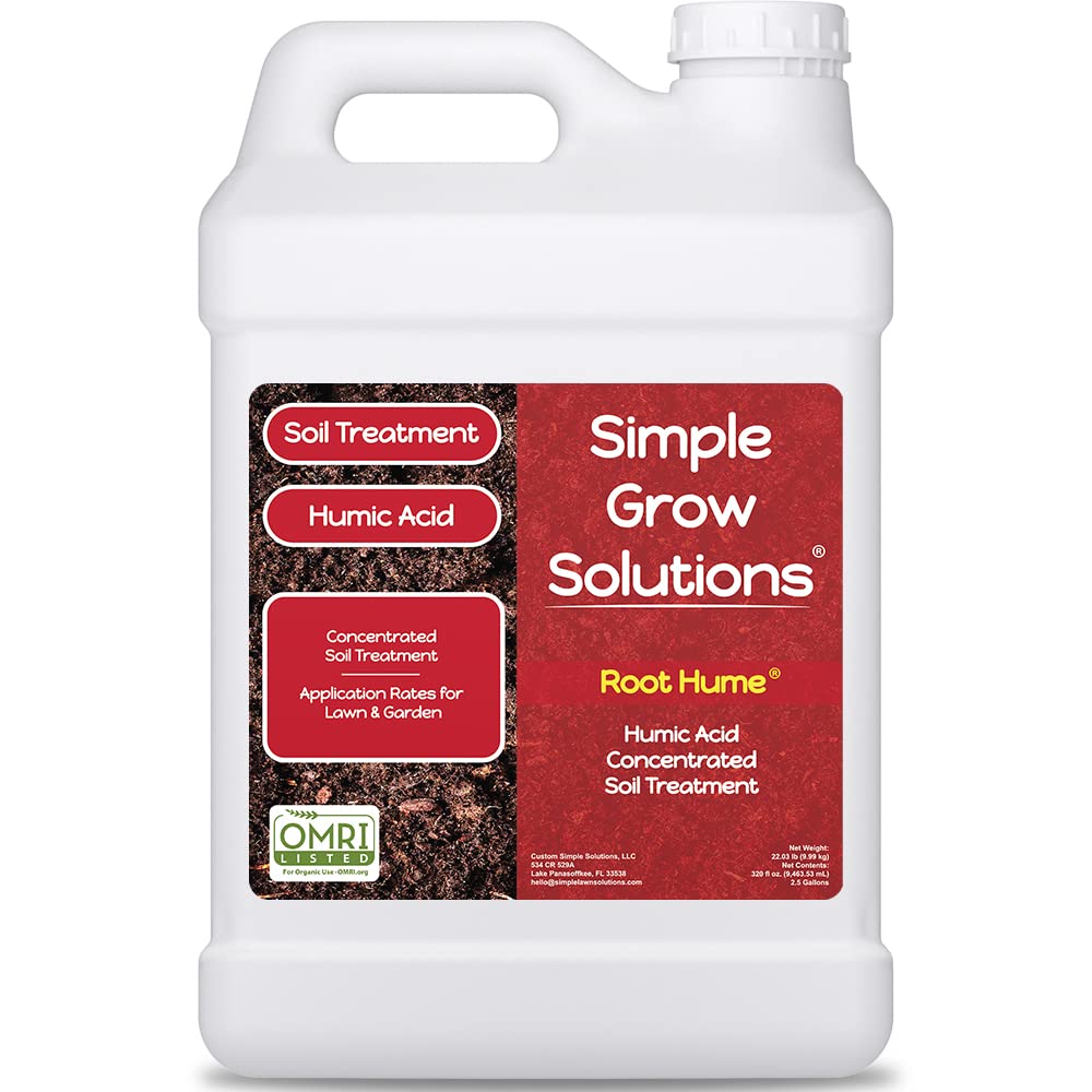 Organic Humic Acid Blend for Lawn and Garden - Root Hume - Concentrated Liquid Soil Conditioner for All Grass Types -Simple Lawn Solutions- OMRI Organic - Use with Fertilizer Program (2.5 Gallon)