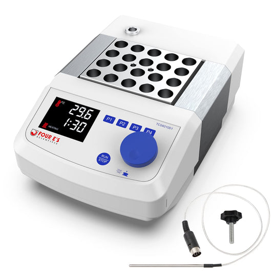 FOUR E'S SCIENTIFIC Digital Dry Bath Incubator with 20 x 1.5ml Heating Block & Temperature Sensor, Up to 302℉/150°C, LED Display, High Temperature Precision, Timing Control for Laboratory
