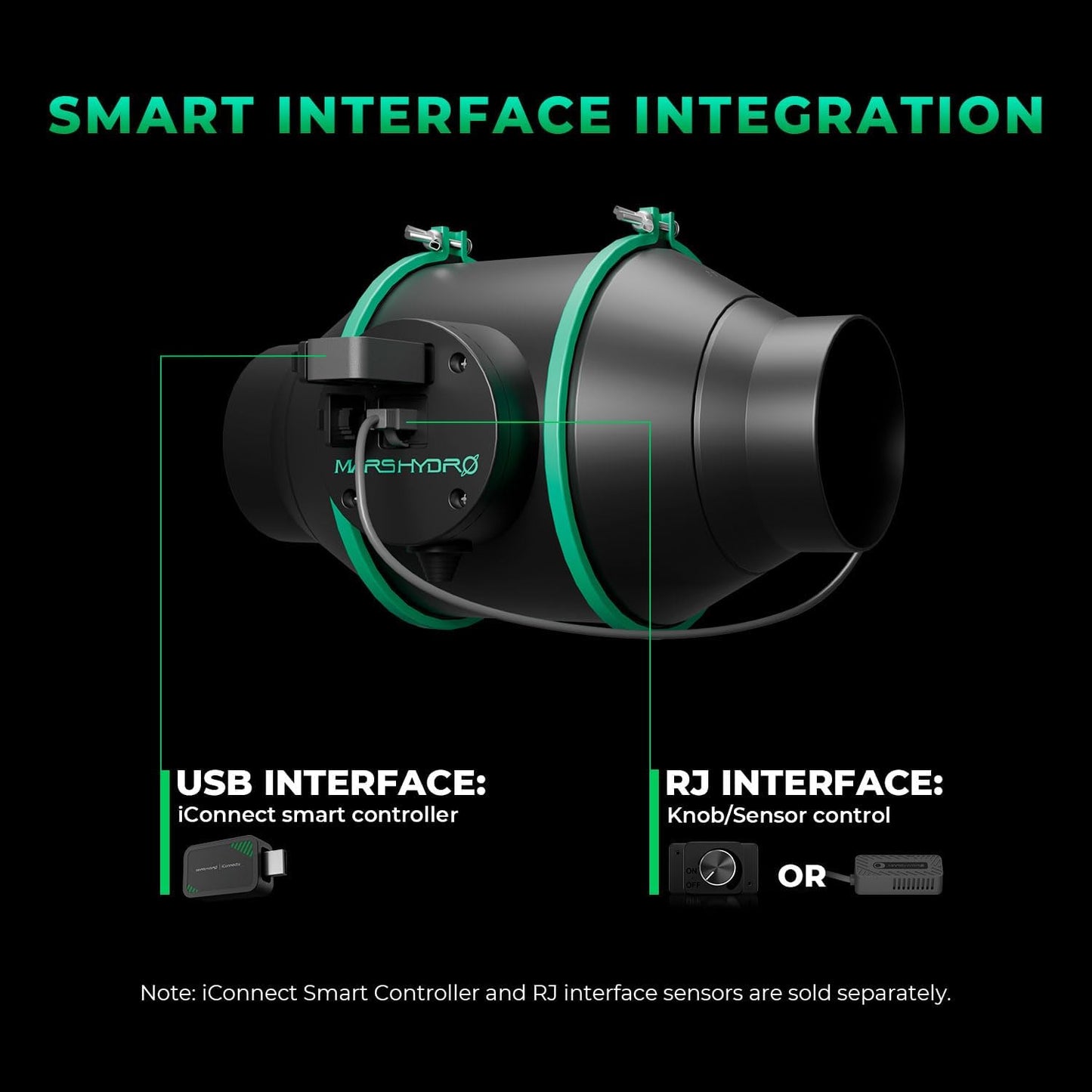 MARS HYDRO 2025 New Version iFresh 6 Inch Smart Inline Fan Combo and iControl for Grow Tent