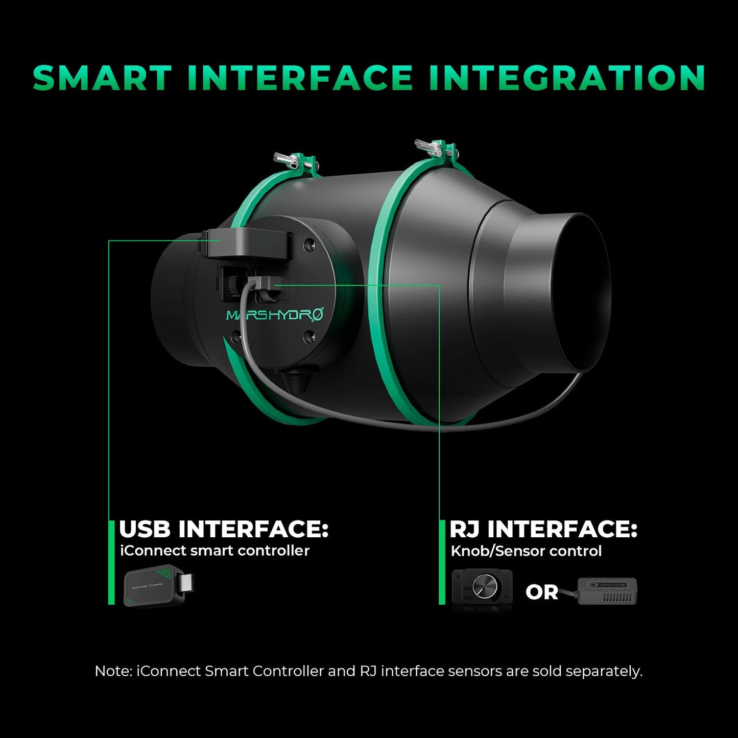 Mars Hdyro 2025 New Version iFresh 6 Inch Smart Inline Duct Fan with Variable Speed Controller, 402 CFM App Control Ventilation Exhaust Fan for Grow Tents, Hydroponics