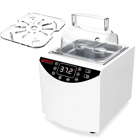 FOUR E'S SCIENTIFIC Lab Water Bath 5L, Digital Thermostatic Water Bath Heater, RT+5°C to 99°C, Precise Temperature Control, 2 Stainless Steel Chambers, LED Display