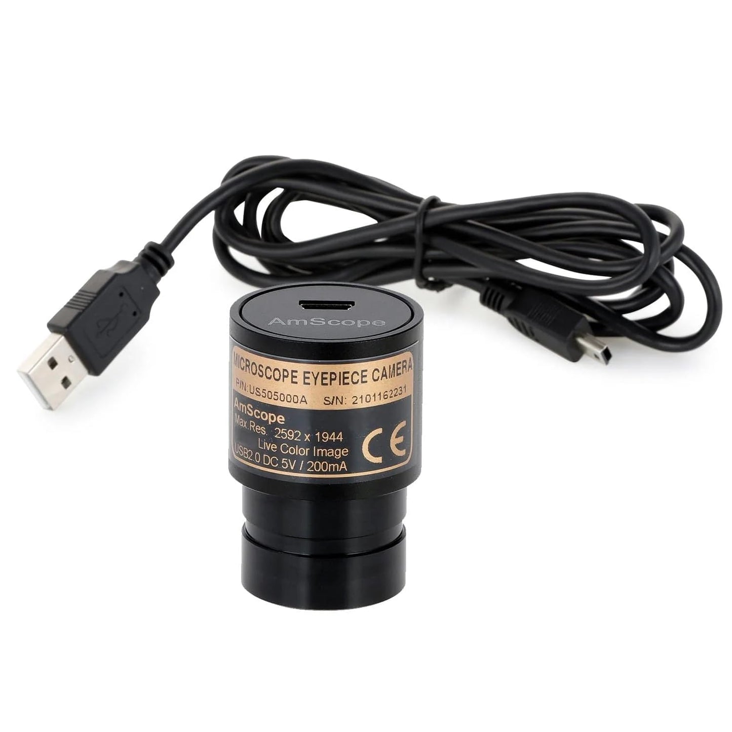 AmScope B120 Series Student & Professional LED Binocular Compound Microscope - 40X-2500X Magnification - Includes 5MP USB Camera & Siedentopf Head