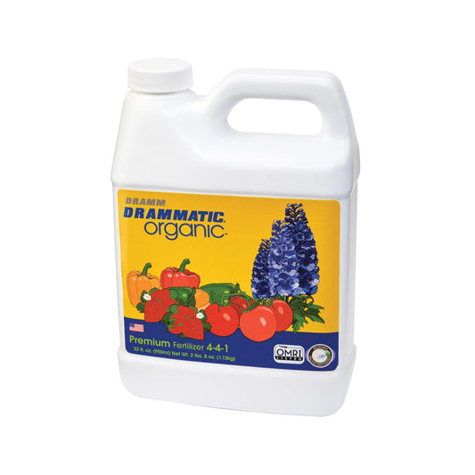 Drammatic® Organic™ Original Fertilizer 2-4-1, Hydrolyzed Liquid Fish Fertilizer for Vegetables, Flowers, and Fruits, 1 Quart (32 ounces), OMRI Listed