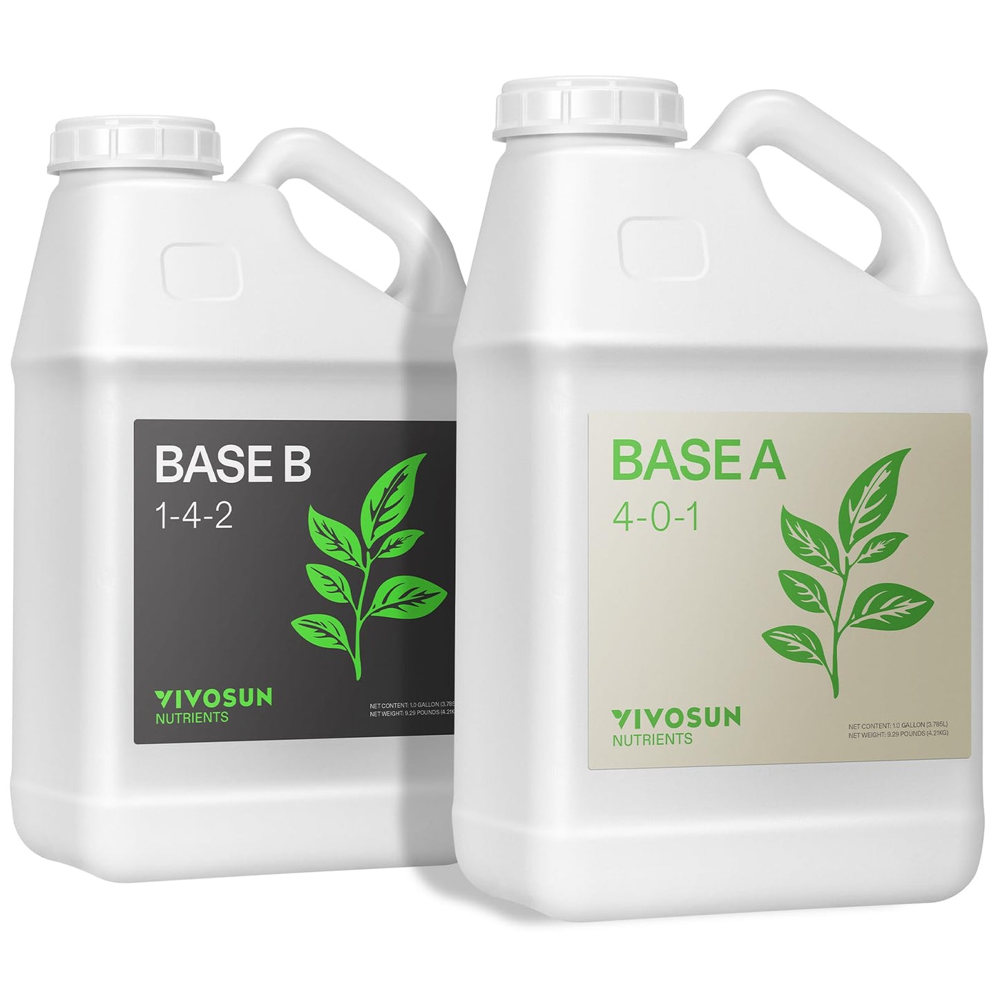 VIVOSUN Plant Food Nutrients Base A(4-0-1) & B(1-4-2), All Purpose Liquid Fertilizer, Hydroponic Plant Food Supports Vegetative and Flowering Stages, 1 Gallon/128 Ounces Each