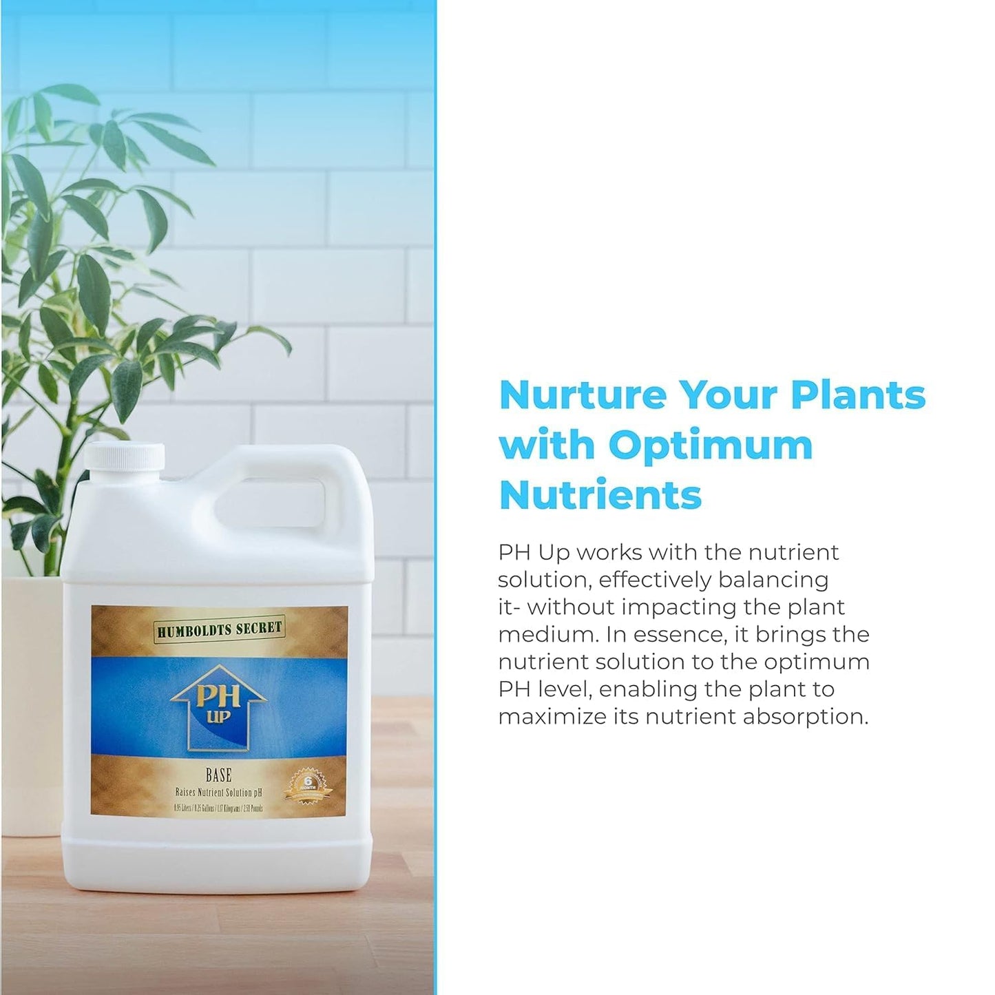 Humboldts Secret pH Up - Hydroponic pH Up - pH Up for Plants to Stabilize Nutrient - Plant pH Adjustment - Plant Nutrient pH Levels Optimizer (32 Ounce)