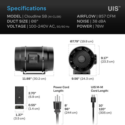 AC Infinity Inline Duct Fans with Controller Options