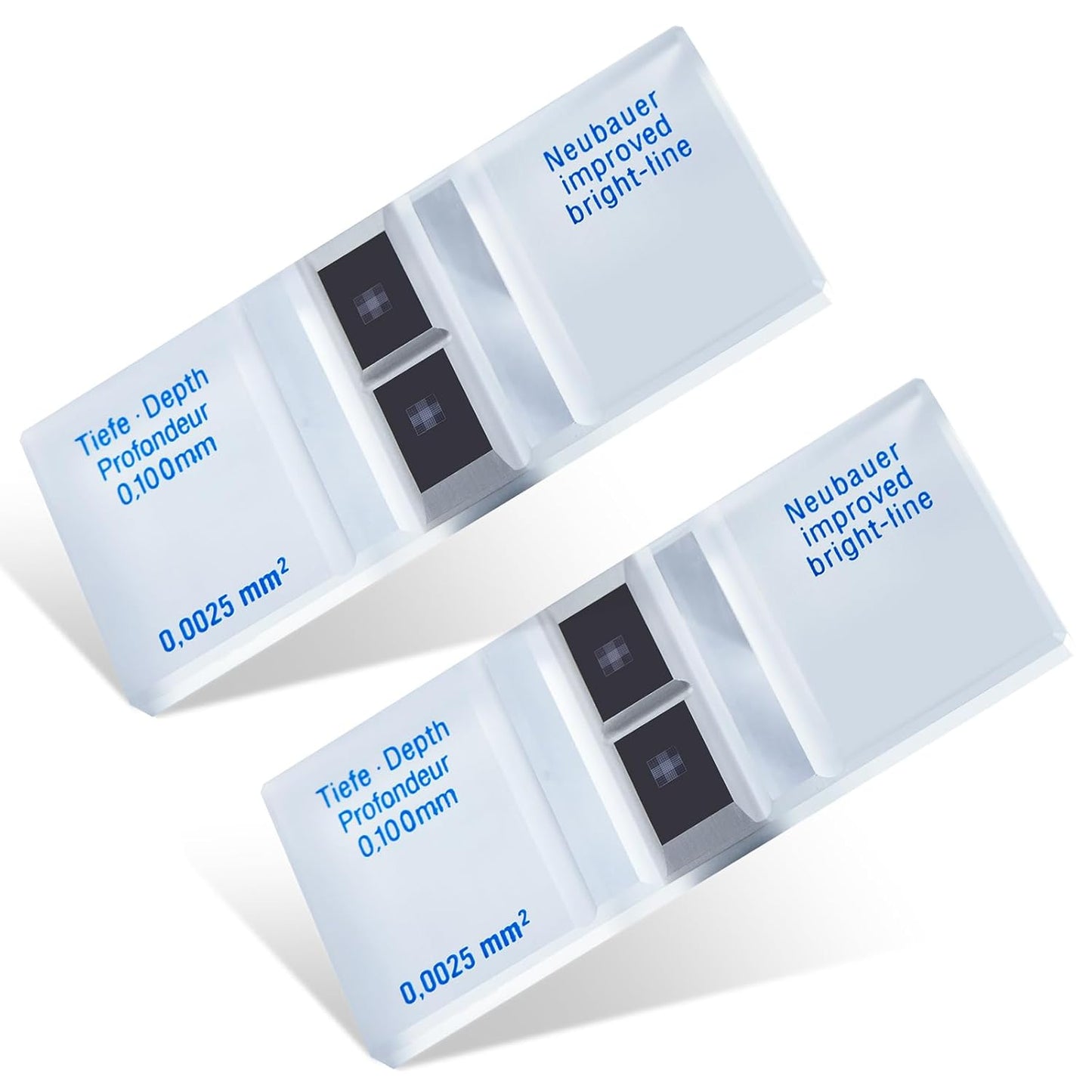 FOUR E'S SCIENTIFIC 2 Pack Improved Neubauer Hemocytometer, Cell Counting Chamber with Bright Line, 4 Pcs Glass Cover Slips