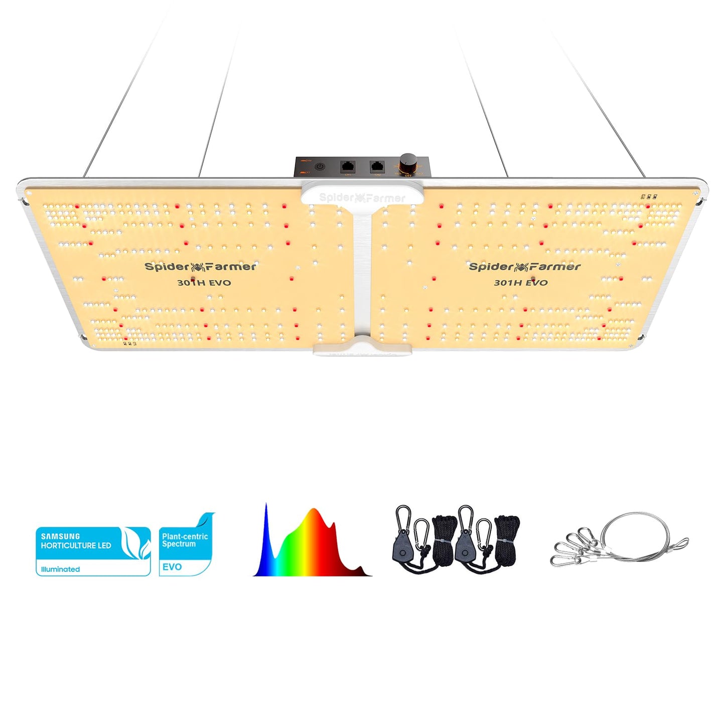 Spider Farmer SF2000, Samsung LM301H EVO Led Grow Light, Full Spectrum Plant Grow Light, 200W Dimmable & High Efficiency & Deeper Penetration Lamps for Seed Starting Vegetables Bloom in 2x4 Grow Tent