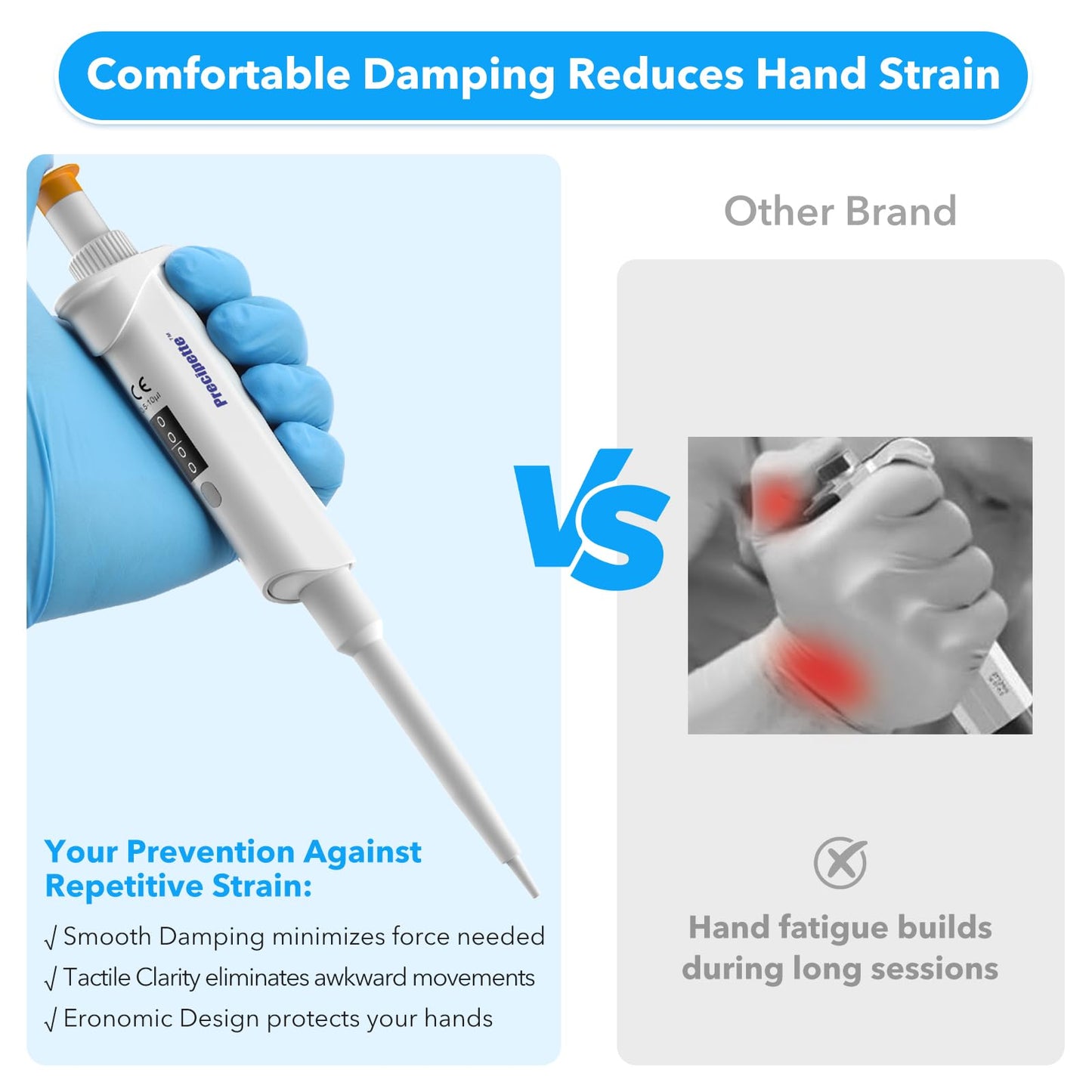 FOUR E'S SCIENTIFIC 20-200μL Pipette, Professional Single-Channel Pipettor Lightweight High Accurate Adjustable Variable Volume Micro Pipette with Calibration Certificate (Model LH0301006)