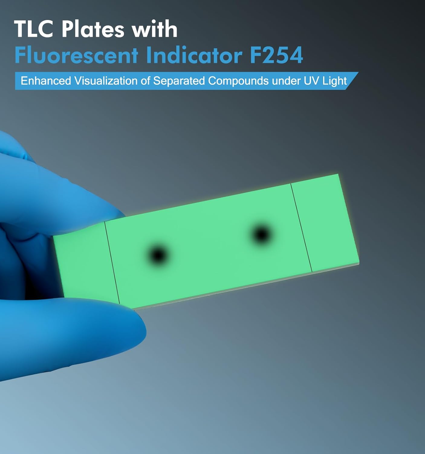 FOUR E'S SCIENTIFIC TLC Plates 25mm x 75mm, Glass Backed Silica Gel Lab Thin Layer Chromatography Plates GF254, Pack of 80