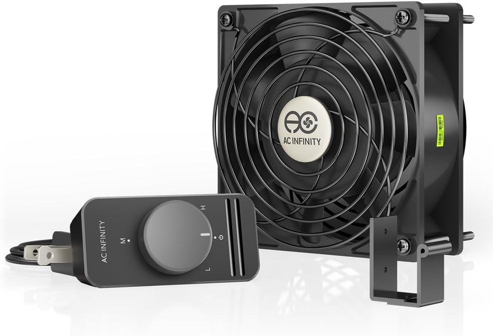 AC Infinity AXIAL S1238, 120mm Muffin Fan with Speed Controller, UL-Certified for Doorway, Room to Room, Wood Stove, Fireplace, Circulation Projects