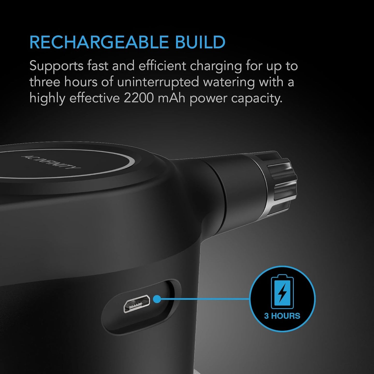 AC Infinity Automatic Sprayer, 2L Portable Electric Spray Bottle, USB Rechargeable with Adjustable Nozzle Spout for Plants Fertilizing Gardening and Cleaning (Graphite)