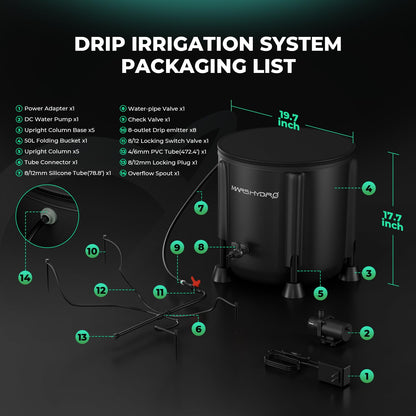 MARS HYDRO Auto Drip Irrigation Kits with 13 Gallon Foldable Bucket