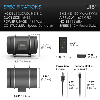 AC Infinity Inline Duct Fans with Controller Options