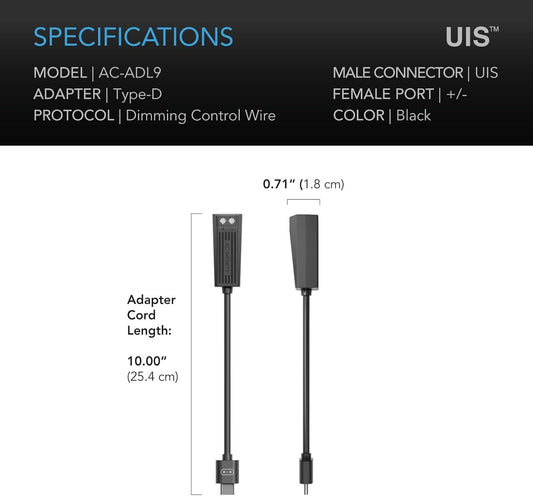 AC Infinity Dimmer Wire to UIS Port Type-D Adapter Dongle, Conversion Cable Cord for LED Grow Lights with Dimming Control Wire Drivers