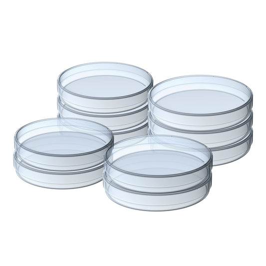 10 Pack Sterile Thick Plastic Petri Dishes with Lid, 90mm Dia x 15mm Deep Clear 3 Vents Petri Dish for Lab Science Experiment
