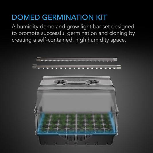 AC Infinity Heavy Duty 3mm Thick Humidity Dome Germination Kit with LED Grow Light Bars, Drip Tray, Seedling Tray, Vented Height Extension Panels for Seed Starting, Cloning, Indoor Gardening