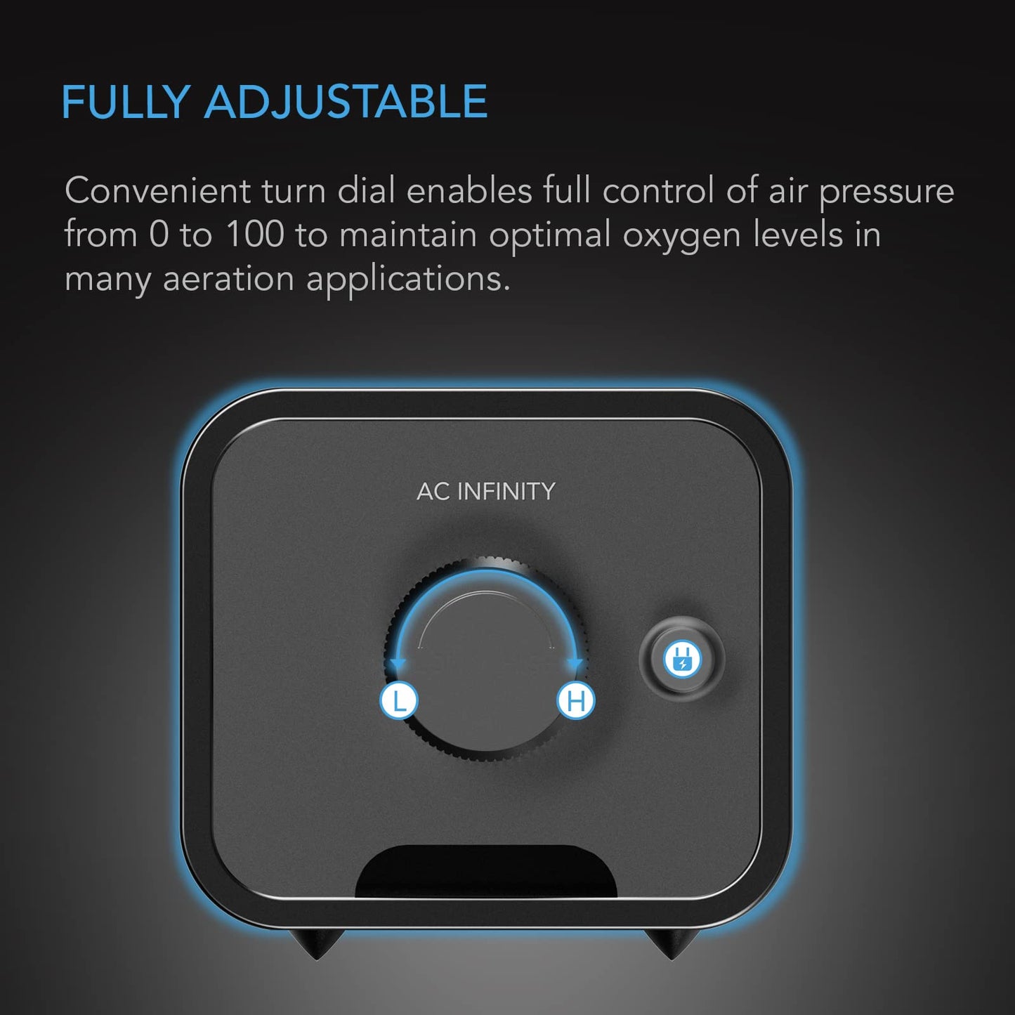 AC Infinity Air Pump One-Outlet Adjustable Oxygen Pump Kit with Tubing, Check Valve, and Air Stone, for Aquariums, Ponds, and Hydroponics Systems