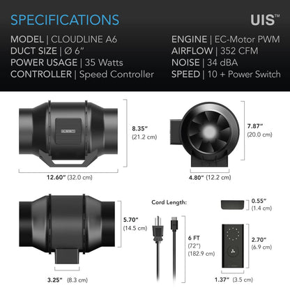 AC Infinity Inline Duct Fans with Controller Options