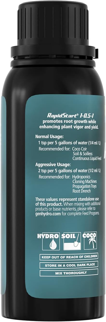 General Hydroponics RapidStart, Plant Food, 1-0.5-1, 500 mL.