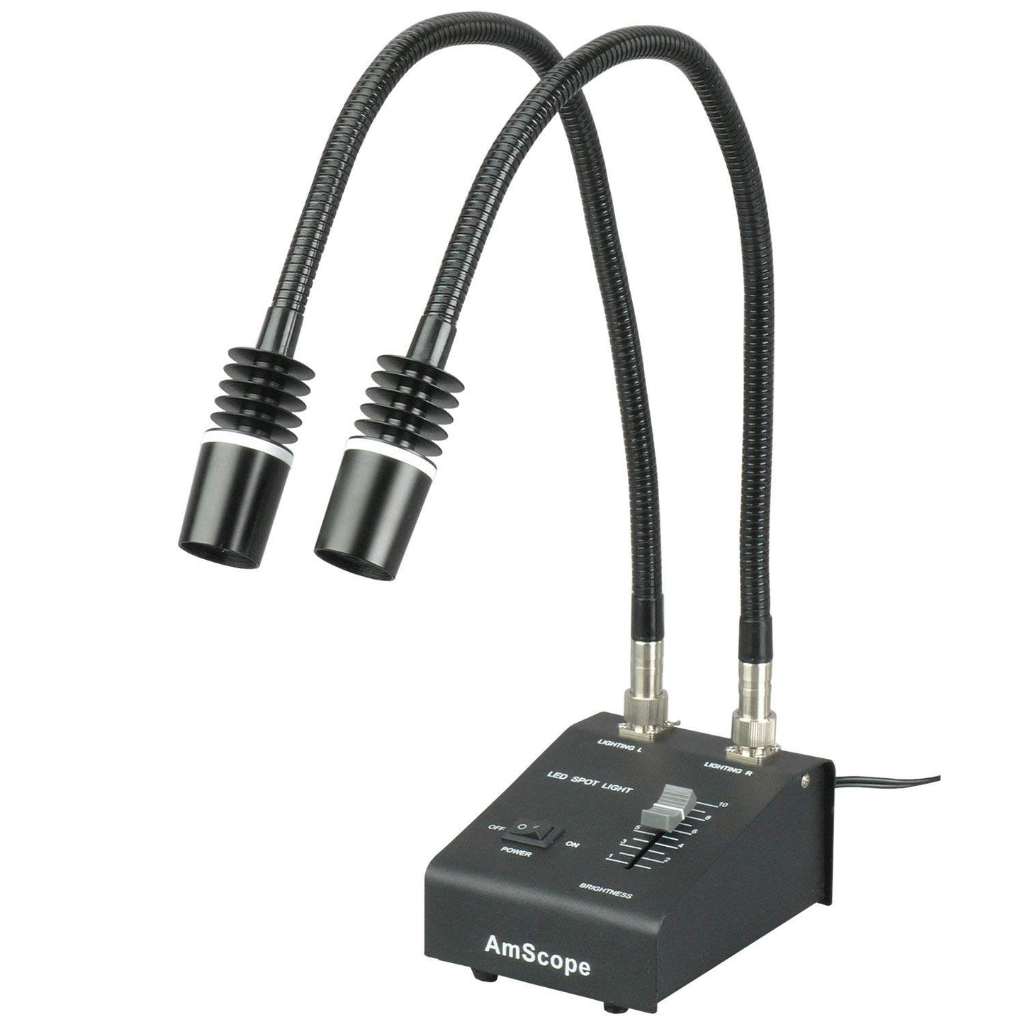 AmScope LED-6W Powerful 6 Watt LED Dual Gooseneck Lights Illuminator, Black, 1 Count (Pack of 1)