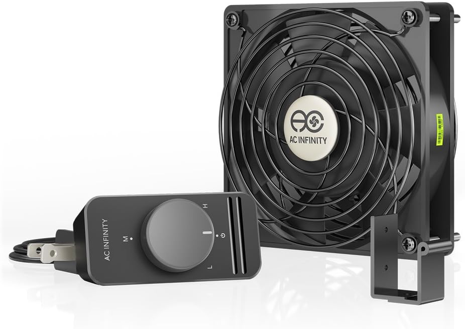 AC Infinity AXIAL S1225, 120mm Muffin Fan with Speed Controller, UL-Certified for Doorway, Room to Room, Wood Stove, Fireplace, Circulation Projects