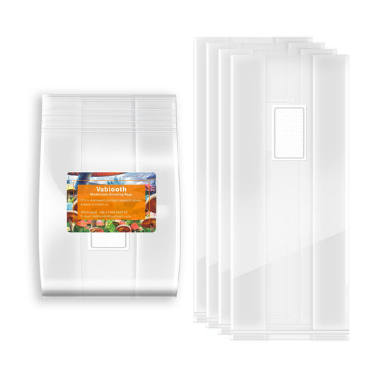 25 Packs 6 Mil Mushroom Grow Bags, Thick Spawn Bags 5" X 8" X 20" with 0.2 Micron Filter Breathable Autoclavable Durable Tear-Resistant