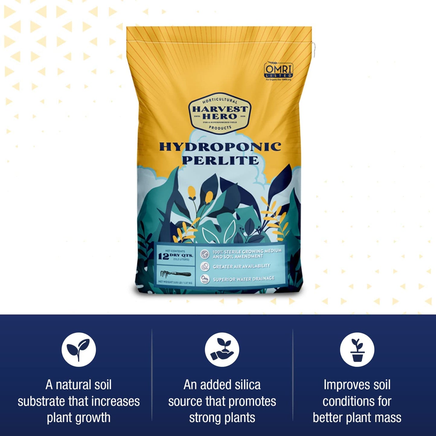 Perlite+ Silica, Superior Soil Amendment That Promotes Enhanced Plant Growth. Ideal for Potting Soil, Transplanting, and Hydroponic Systems, OMRI Listed, 100% Organic (24 QT)