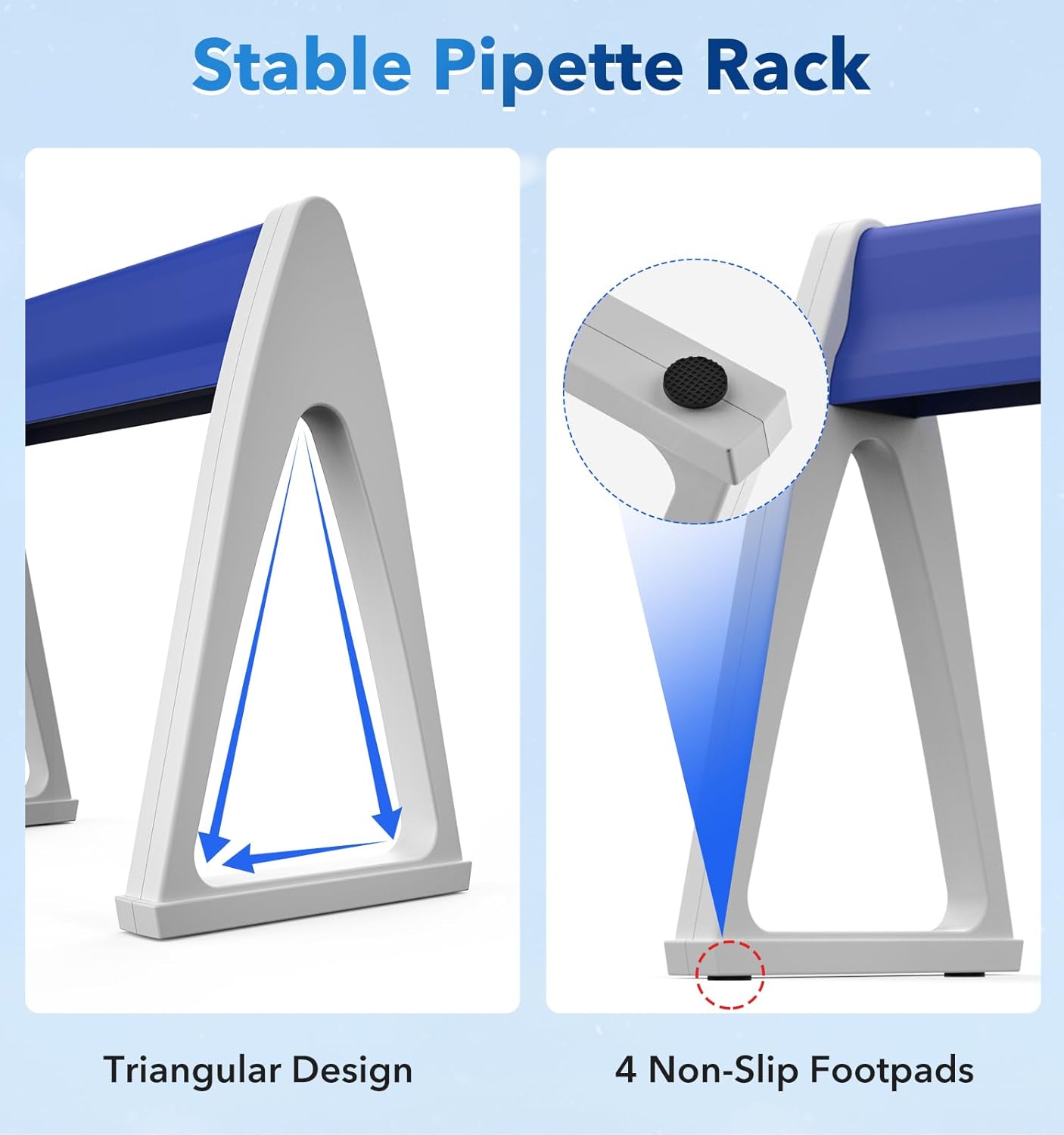 FOUR E'S SCIENTIFIC 2 Pcs Pipette Stand, Lab Pipettor Holder, Plastic Micropipette Rack Hold Up to 7-8 Pipettes (Micro Pipettes Not Included)
