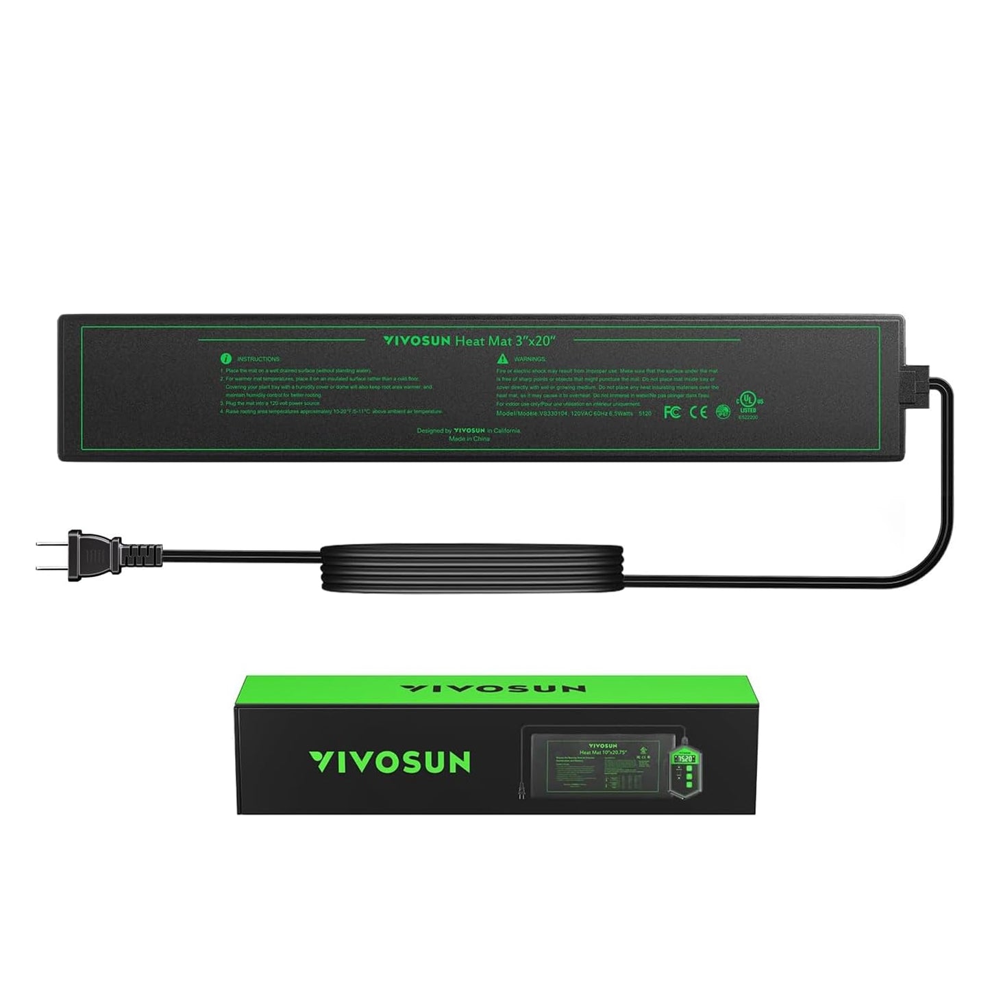 VIVOSUN Durable Waterproof Seedling Heat Mat 10" x 20.75" UL & MET-Certified Warm Hydroponic Heating Pad for Germination, Indoor Gardening, Greenhouse