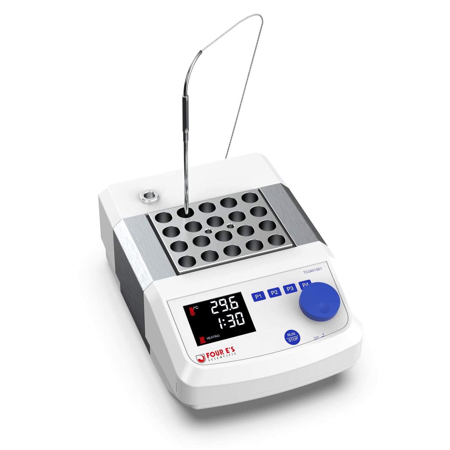 FOUR E'S SCIENTIFIC Digital Dry Bath Incubator with 20 x 1.5ml Heating Block & Temperature Sensor, Up to 302℉/150°C, LED Display, High Temperature Precision, Timing Control for Laboratory