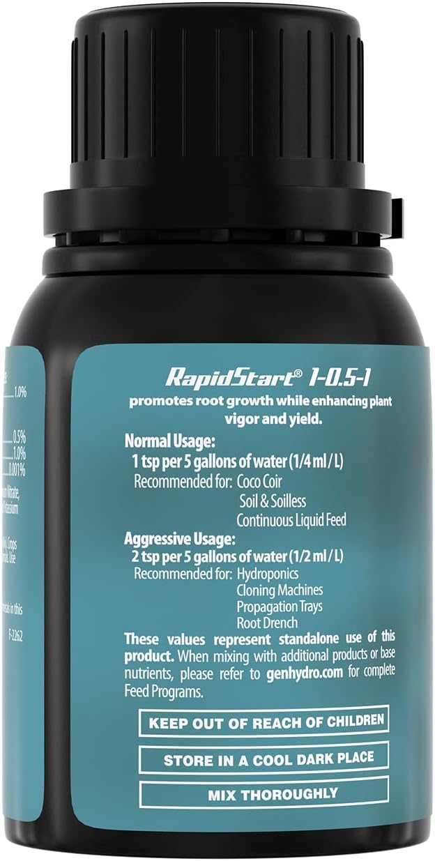 General Hydroponics RapidStart, Plant Food, 1-0.5-1, 500 mL.