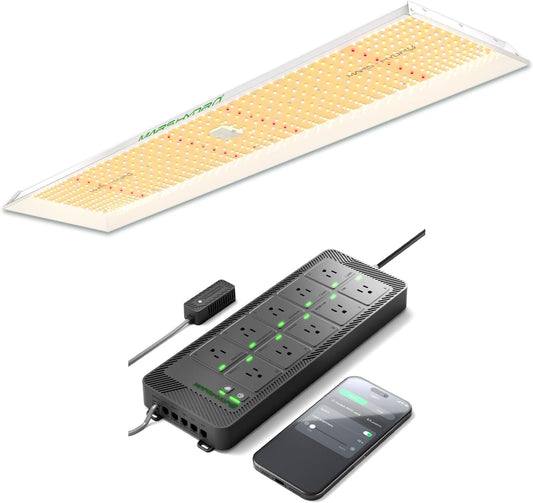 MARS HYDRO 2025 TSL2000 300Watt LED Grow Light and iHub-Pro Smart 10AC Power Strip Kit 10-Outlet All-in-One Grow Room Hub