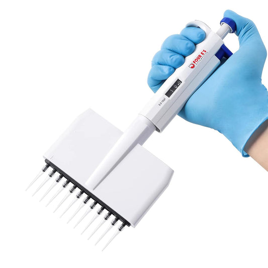 FOUR E'S SCIENTIFIC 0.5-10 uL Pipettor 12-Channel Multichannel Pipettes Adjustable High Accurate Micropipette for Laboratory