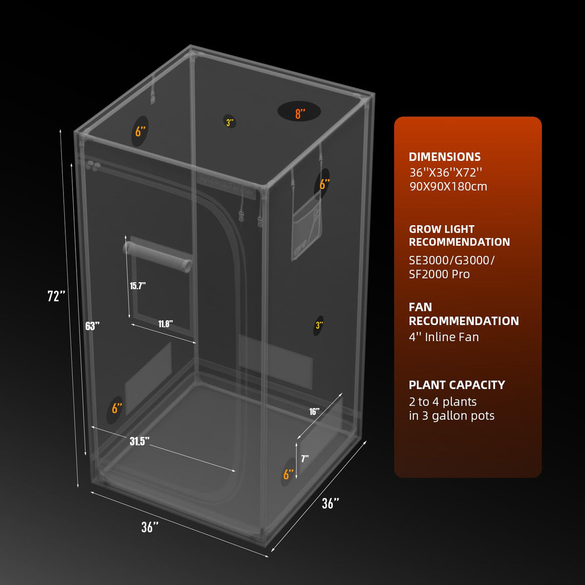 Spider Farmer 4x4 Grow Tent 48"x48"x80" Indoor Plant Growing 2026 New