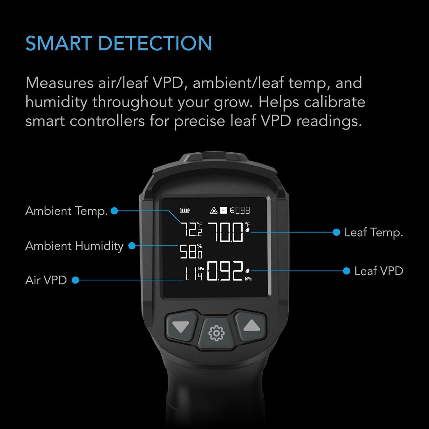 AC Infinity VPD Thermometer, Handheld Environmental Monitor, Captures Leaf VPD and Temperature, Calibrates Smart Controllers, Precision Infrared Range for Plants, Grow Tents, Greenhouses, Terrariums