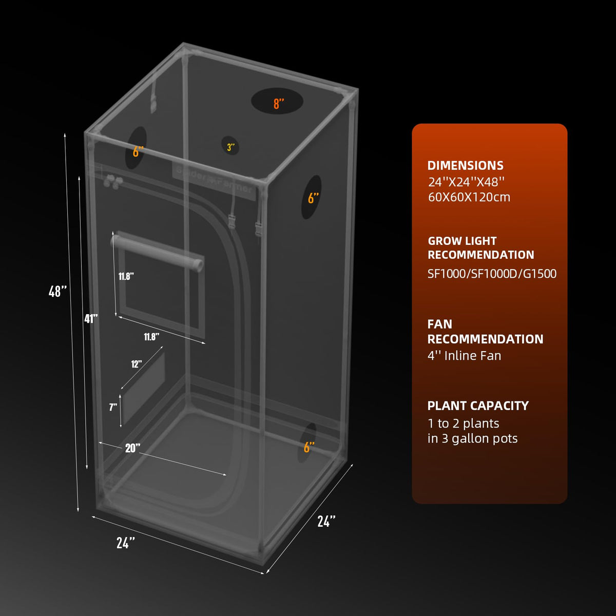 Spider Farmer 4x4 Grow Tent 48"x48"x80" Indoor Plant Growing 2026 New