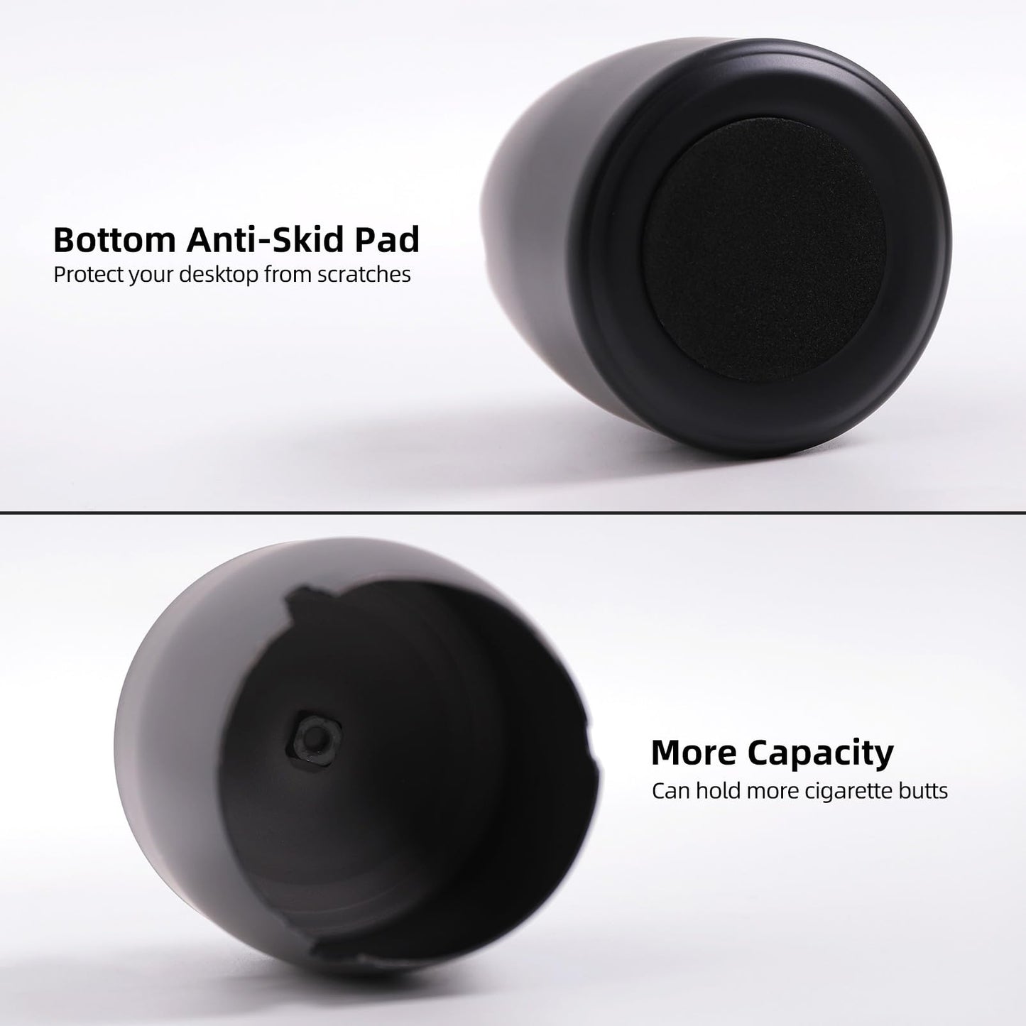 Ashtray with Lid for Cigarette, Stainless Steel Smokeless Odorless Windproof Ashtrays for Home Office Tabletop Outside Patio Outdoor Balcony(3.54"x3.0"x3.38")