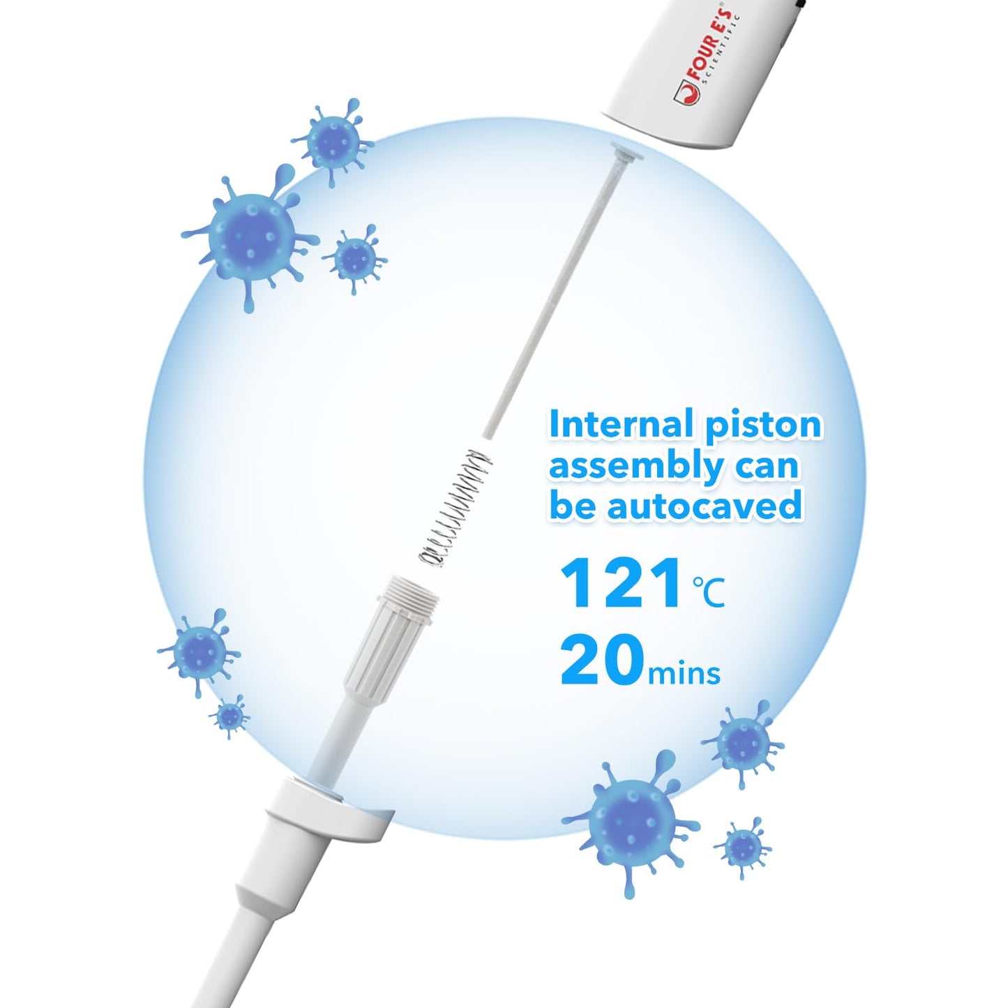 FOUR E'S SCIENTIFIC 20-200μL Pipette, Professional Single-Channel Pipettor Lightweight High Accurate Adjustable Variable Volume Micro Pipette with Calibration Certificate (Model LH0301006)