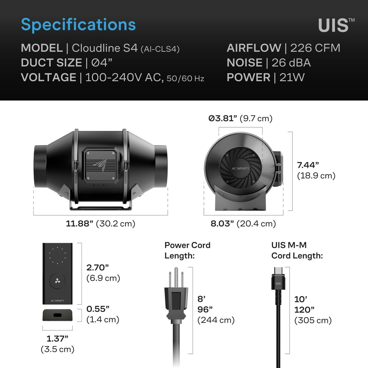 AC Infinity Inline Duct Fans with Controller Options